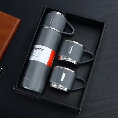 Kin Vacuum Insulated 500 ml Steel Bottle Flask for Hot & Cold Drink Set ( Black).