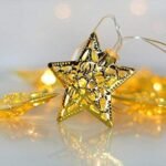 Kin 10 Yellow LEDs 4m Gold Steady Metal Star Rice Lights for Decoration (Pack of 1).