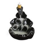 Kin Unique Triple Backflow Smoke Fountain Decorative Showpiece with Cone Incense(Black).