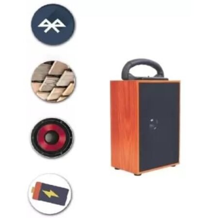 KIN Wooden Bluetooth High Bass Stereo Speaker with Mobile Holder & Fm.