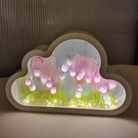KIN Hand Craft DIY Tulips Mirror Night Light Lamp for Room Decor.