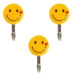Kin 3 Pc Self Adhesive Heavy Duty Transparent 6mm Wall Hook No Drilling Installation.